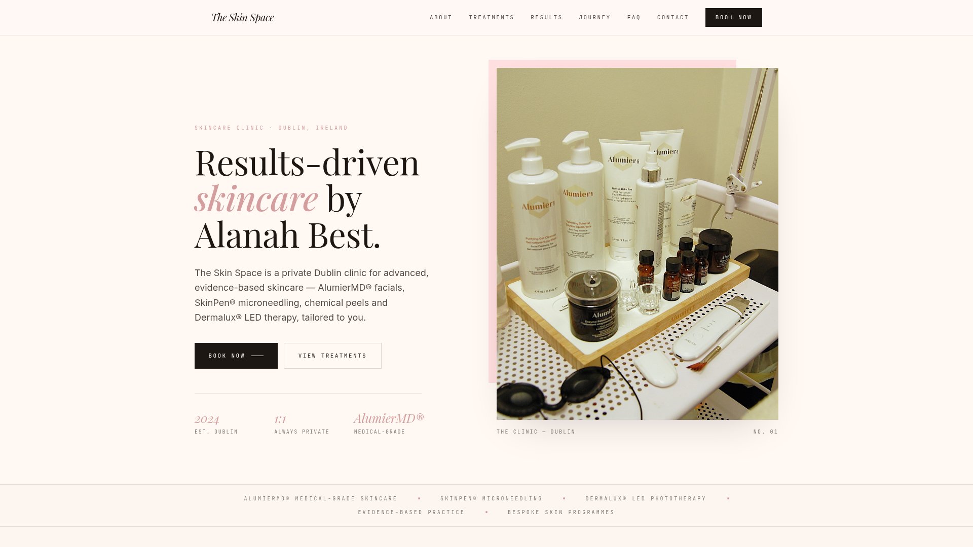 The Skin Space website designed by Malora